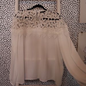 White Plus Size SHEIN 4X Lace Collar Blouse